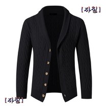남자가디건 가을겨울 스웨터 꽈배기 물결 카라 니트