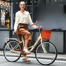 바구니자전거 여성용 출퇴근 클래식자전거, 울트라 화이트 24inch