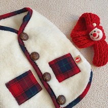 강아지 따뜻한 겨울 옷 애견 조끼 목도리 세트, 화이트