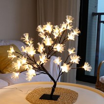 조화 꽃 나무 인테리어 조명 장식품 테이블 밤 빛 침실 수면 취침등 무드 예쁜 디자인 램프, 광섬유꽃36조명플러그