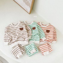 콩알옹알 줄가라 곰돌이 봄 상하복 1세-7세 아기 유아 아동 여아 남아 상하세트 등원룩 문센룩