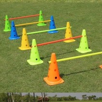 강아지 슬개골탈구 재활용 펫 훈련 피트니스 대형견 장애물 축구공 허들 다기능 민첩 허들 높이 조절, 꼬깔 38cm  10개 + 1.5m 막대 5개