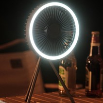 휴대용 LED 조명 캠핑 선풍기 캠핑 충전식 서큘레이터 사일런스 저소음 탁상용 책상 무선 선풍기, 다크그레이+거치연결고리+가방