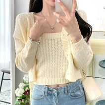 자개단추 나시가디건세트/가디건나시세트/크롭가디건/브이넥가디건/볼레로/기본가디건/가을/봄/여성가디건/세트