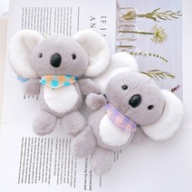 체크 스카프 코알라 캐릭터 애착 인형 키링 열쇠고리 백참, 퍼플