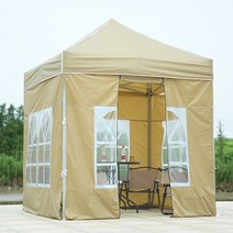 야외캐노피 붕어빵 대학행사 마당 차광목 사주 천막, 매우 두꺼운 3x3 카키색 + 사방 투명창