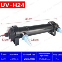 JEBO-UV 살균기 램프 빛 자외선 필터 정화기 수족관 연못 죽이기 조류 물고기 탱크 UVC 36W 수족관 물고기 탱크 연못 정화기 물 클리너, 03 24W, 03 AU adapter plug