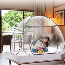 동네착한가게설치 빠른 모기장 원터치 접이식 방충망 침대 바닥 텐트형, 레이스 그레이 1인용