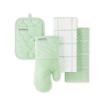 키친에이드 양파 퀼트 KT OMPH 키친타월 오븐 미트 & 냄비 홀더 세트 피스타치오, KitchenAidPistachio