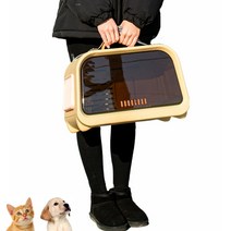 Super-in 반려동물 고양이 대용량 우주선 강아지 이동장온습도계 +램양털 안감, 주황색