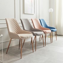 가구앤하우스 티파니 DIY 로즈골드 이탈리아 고급 럭셔리 인테리어 디자인 식탁 테이블 스웨이드 의자(4colors), 베이지