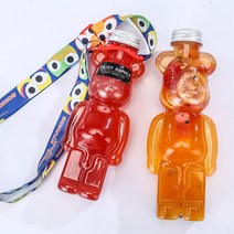 곰돌이 밀크티병 더치커피 콜드브루 쥬스 소스 보틀 플라스틱 납작 페트 pet 음료수 공 병, 700ml 곰 30마리+뚜껑+스티커+멜빵개