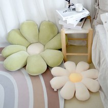 데이지 쿠션 소프트 플라워 꽃모양 방석 홈 데코 인테리어 소품 의자 등받이 침대 소파쿠션, 화이트핑크