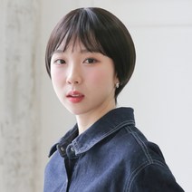 여자 숏컷 리프컷 패션 통가발 전체가발, 내츄럴브라운, 1개