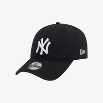 [AK PLAZA] [뉴에라][공용]언스트럭쳐 MLB 뉴욕 양키스 베이직 화이트 온 블랙 볼캡 (12836189)