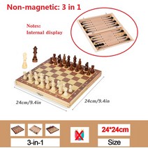 단단한 나무 체스 체커 보드 접이식 고급 퍼즐 게임, [05] BH20-No magnet-24cm