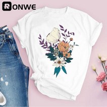커플시밀러룩 여성 그래픽 꽃 프린트 티셔츠 재미 있은 90 인쇄 탑스 티 드롭 282271