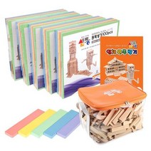 샘통 카프라 파스텔(비취)500pcs+정리함+예제집 카프라 원목쌓기 쌓기블록 쌓기나무 탑쌓기