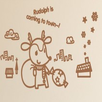 크리스마스창문스티커 루돌프왔어요 RC 108, 레드
