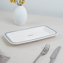 시라쿠스 메이플 홈파티 플레이팅 그릇 직사각(생선)접시, 1P, 라인블루