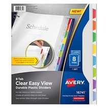 Avery Clear Easy View Durable Plastic Dividers 8 Tabs (16741) Multicolor null, 8 Tab