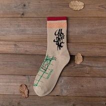 미들 하프 삭스 남성 여성 사계절 양말 응결집단 키스 커플 베이지컬러 운동 트렌드 2703257967, 프리 1컬레 미들 하프 삭스 번체자