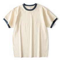 도톰한 빈티지 배색카라 순면 반팔티 라운드