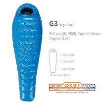 캠프 침낭 aegismax g1-g5 시리즈 800fp 거위 다운 초경량 야외 캠핑, g3-블루-m