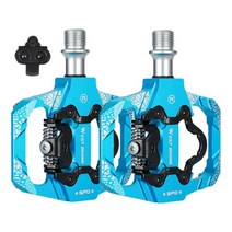 MTB 산악 자전거 페달/ 3개의 밀봉 베어링 알루미늄 양면 이중 플랫폼 9/16' 클릿 포함/ SPD 사이클링 로드 투어링, 10.5x9x1.7cm, 알루미늄 합금, 파란색