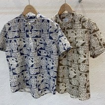 마츄피츄 남자 여름 세미오버핏 반오픈 차이나 면 반팔셔츠 2컬러