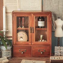 인테리어 우드 엔틱수납장 미니 레트로 찻장
