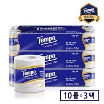 템포 천연펄프 프리미엄 롤티슈화장지 3겹 24m 10롤x3팩(총30롤), 30롤