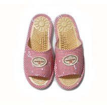 태양실내화 건강지압거실화, 10번 잔체크빨강, 1개