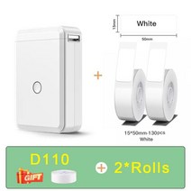 네임스티커기계 송장프린터 미니라벨기 Niimbot-D101 D11 D110 미니 열전사 라벨 스티커 프린터 잉크리스 휴대용 포켓 메이커 12-15mm 휴대폰 기계용, [07] D110 with 2 W paper