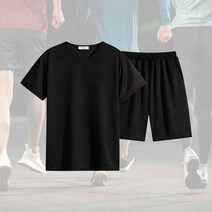 기능성 트레이닝 세트 여름 무지 반 팔 바지 헬스복