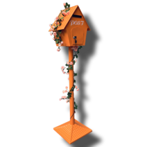 예쁜 전원주택우체통 우편함 마당 스탠드 대형 빈티지 펜션 야외 철제 엔틱 인테리어 실외, 오렌지+꽃