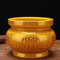 향로 불교 용품 세라믹 연꽃 향 향 삽입 단어 없음 불상 관음 부처님 홀 장식품 진짜 금 연꽃 향, 4 인치 황제 꽃 향 버너, 기본값