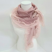 애슬릿 애슬릿 국내 생산 프릴 도트 자수 레이스 머플러 스카프