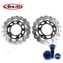 Arashi 1 쌍 오토바이 CNC 완전 부동 플로팅 브레이크 디스크 로터 에 SUZUKI DL V-STROM - ABS 650 2007-2021 DL650 VSTROM, 검정색+파랑나사