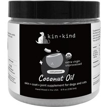 킨카인드 로우 코코넛 오일 스킨 코트 부스트 도그 캣 서플리먼트, 8-oz bottle