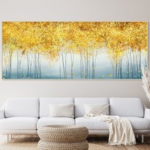 돈들어오는그림 황금돈나무 인테리어 그림액자 거실 주방 안방 액자 집들이 개업선물, 추상의 황금나무숲 파노라마, 유광실버(고급캔버스 출력)