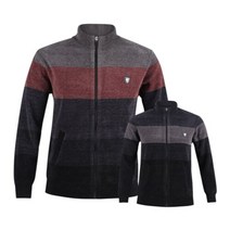 남성 겨울 골프웨어 기모 배색 집업 캐주얼 니트 가디건