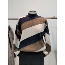 [W몰 막스카라] M24QKR359 사선 스트라이프 배색 풀오버 니트