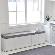 필웰 테미스 5칸 수납 벤치 소파 DVX SF9681 수납 쇼파 벤치 의자, 가구 - 화이트 / 쿠션 - 제이드그레이