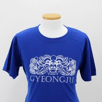 큐신라 경주 티셔츠 파랑 귀면 19 반팔