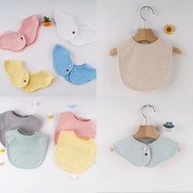 유아 아기 롤링 면턱받이 신생아 이유식 사계절 순면 토끼 침받이 턱받이, 롤링턱받이-그레이