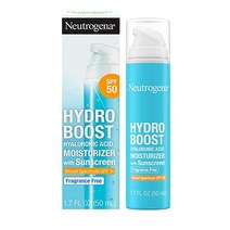 Neutrogena Hydro Boost 페이스 모이스처라이저 SPF 50 하이드레이팅 페이셜 선크림 로션 논코메도제닉 및 무향 1.7온스