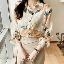 디아리스 가을 여성 플라워 쉬폰 블라우스 6048