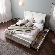 [삼익가구]브런 월넛 서랍형 도장 침대(매트제외-킹), 아이보리