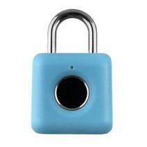 지문인식도어락 디지털 지문인식 전자 도어락 미니 자물쇠 도어락 블루투스 호환 USB 충전 열쇠 없는 도난 방지 휴대용 여행 케이스 서랍 안전 보안 잠금 장치, Blue, 01 Blue